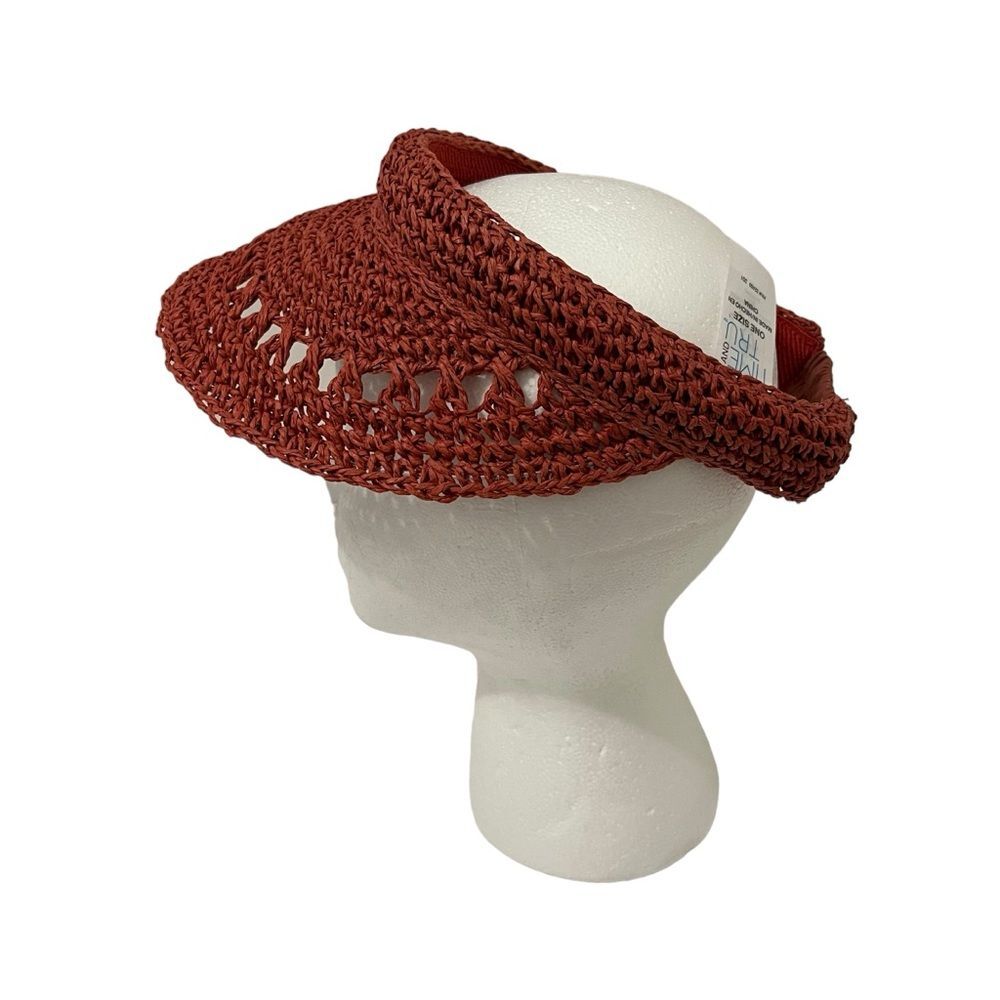 Time and Tru Women's Straw Visor Pink Mauve One Size Beach Coastal Pool Garden